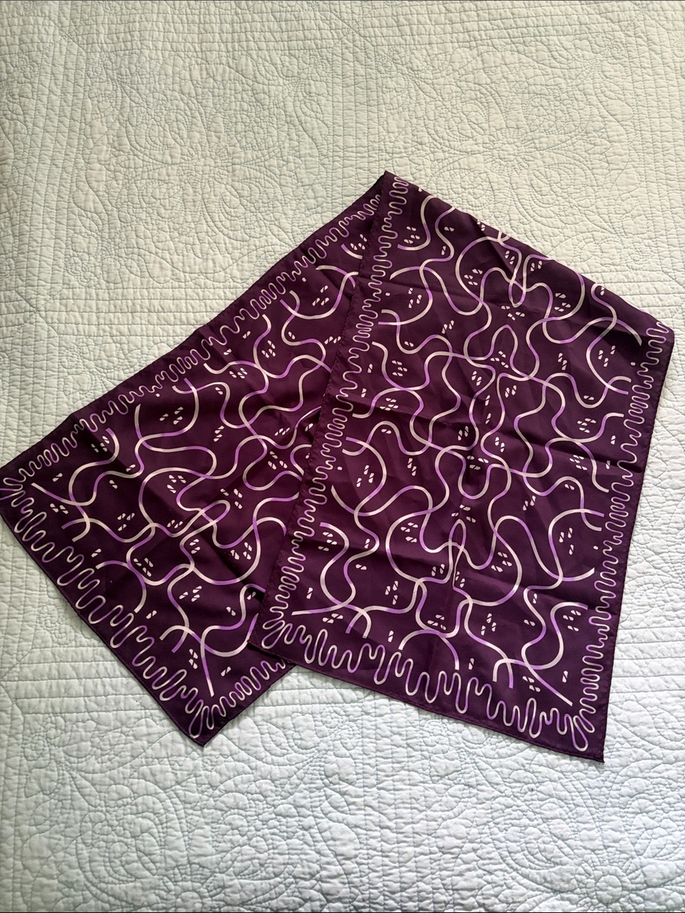 Vintage Purple & Light Gray Abstract Scarf